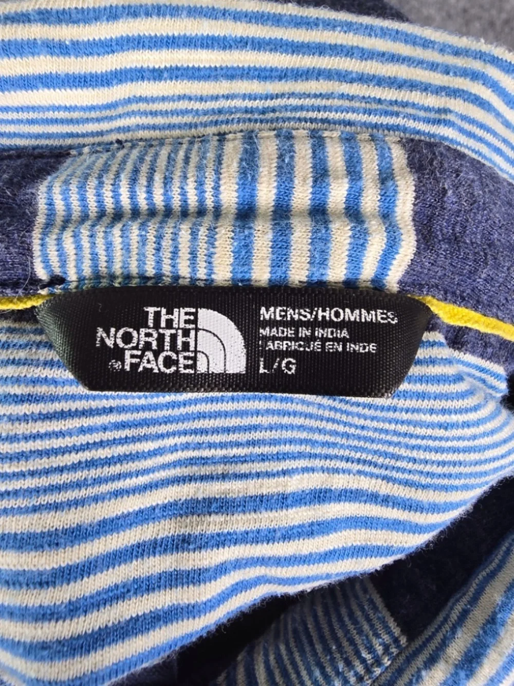 The North Face Men's Brownfield Striped Jersey Polo Shirt Blue White Pocket Size